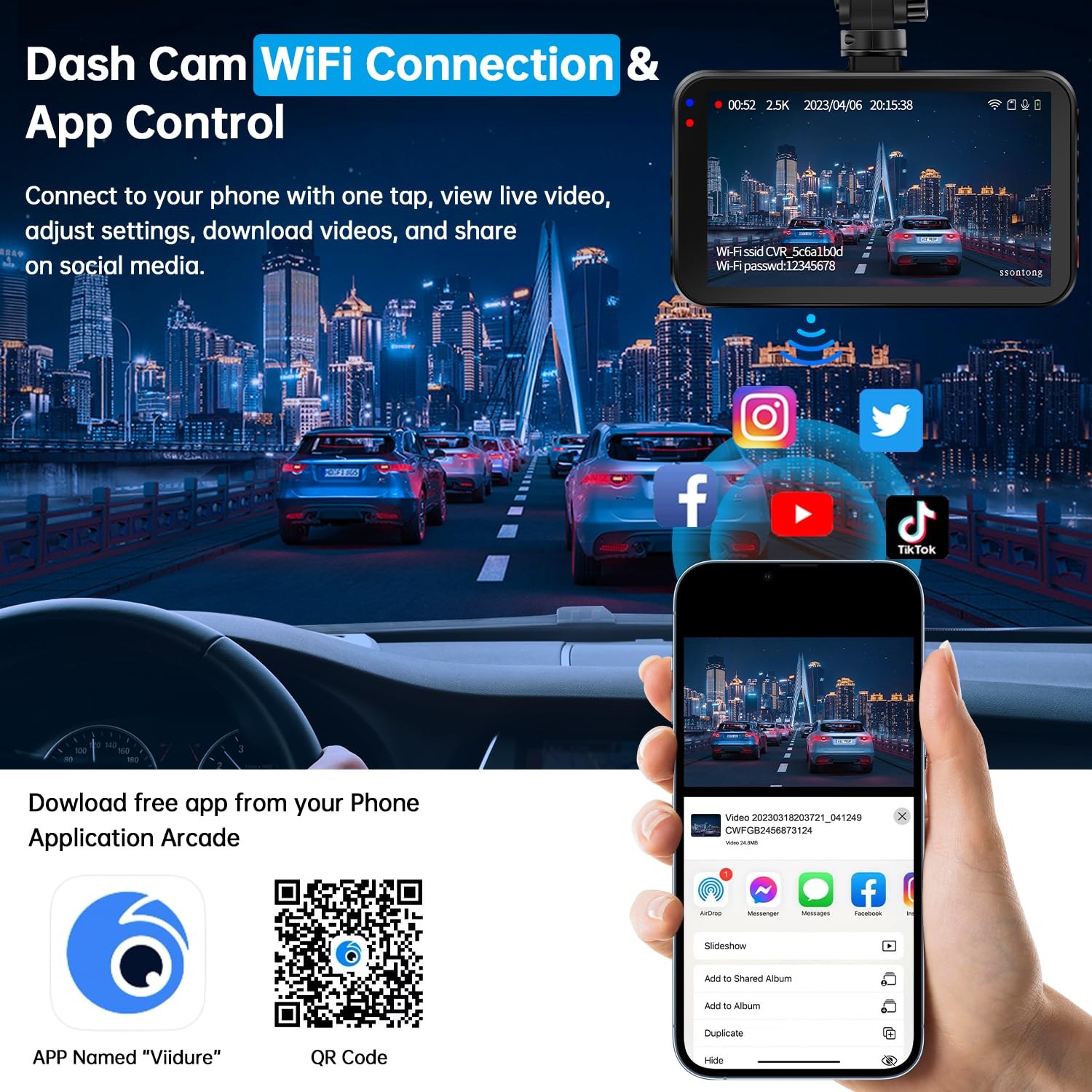 2.5K QHD Dash Cam Front and Rear with 64GB Card — image 2
