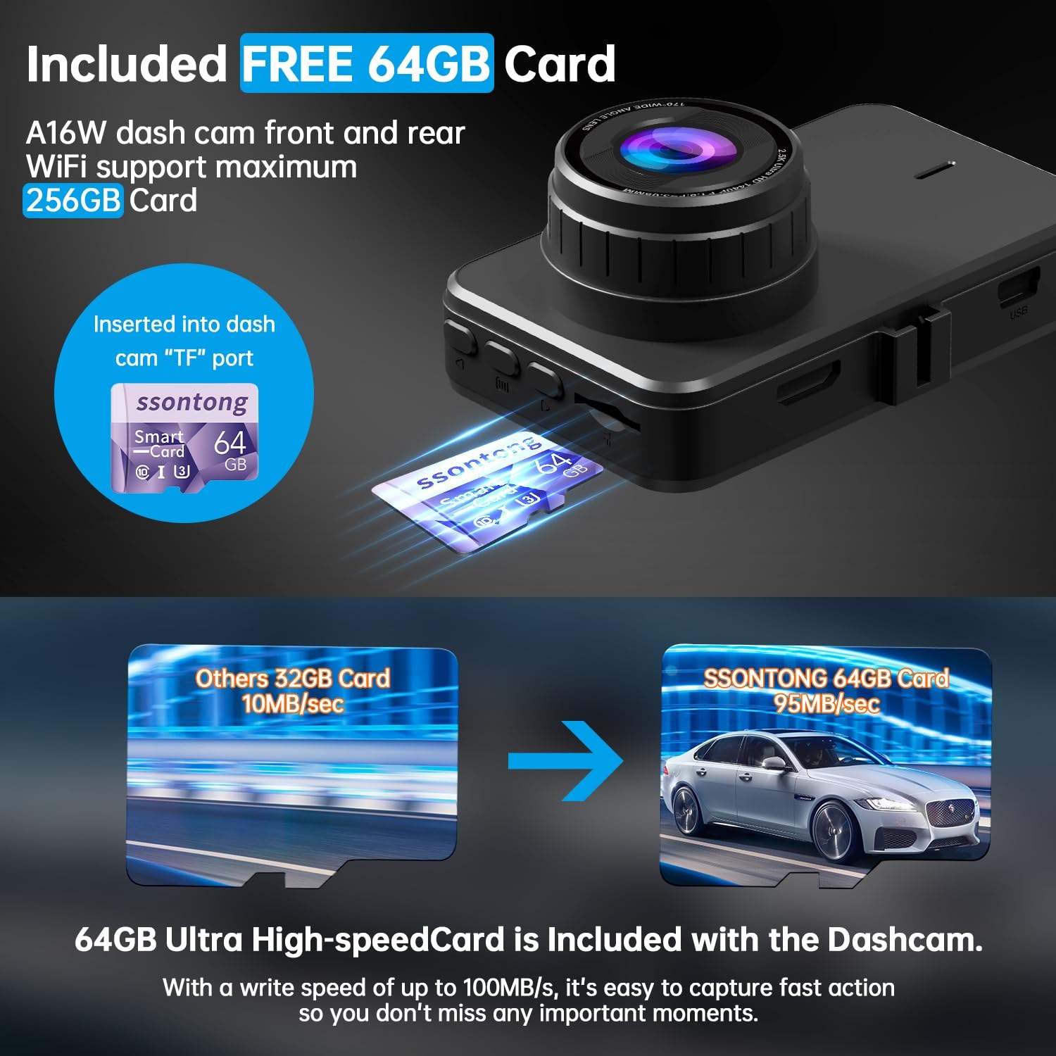 2.5K QHD Dash Cam Front and Rear with 64GB Card — image 5