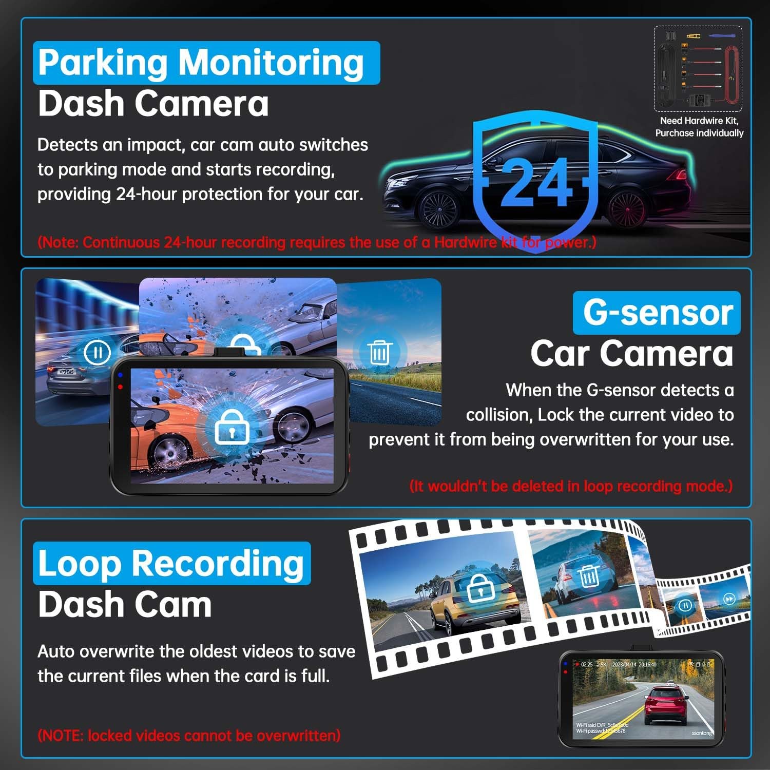 2.5K QHD Dash Cam Front and Rear with 64GB Card — image 6
