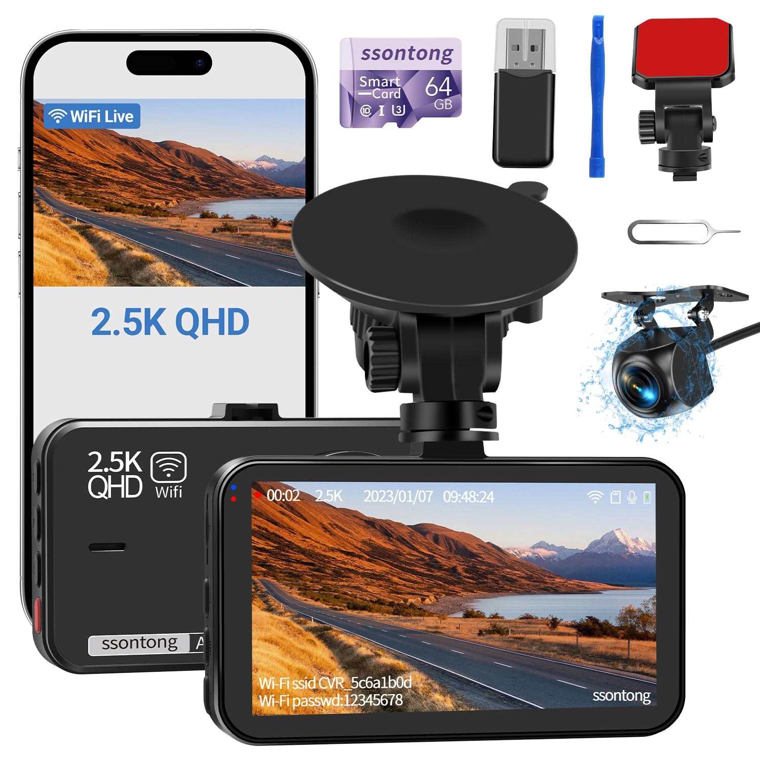 2.5K QHD Dash Cam Front and Rear with 64GB Card — image 9