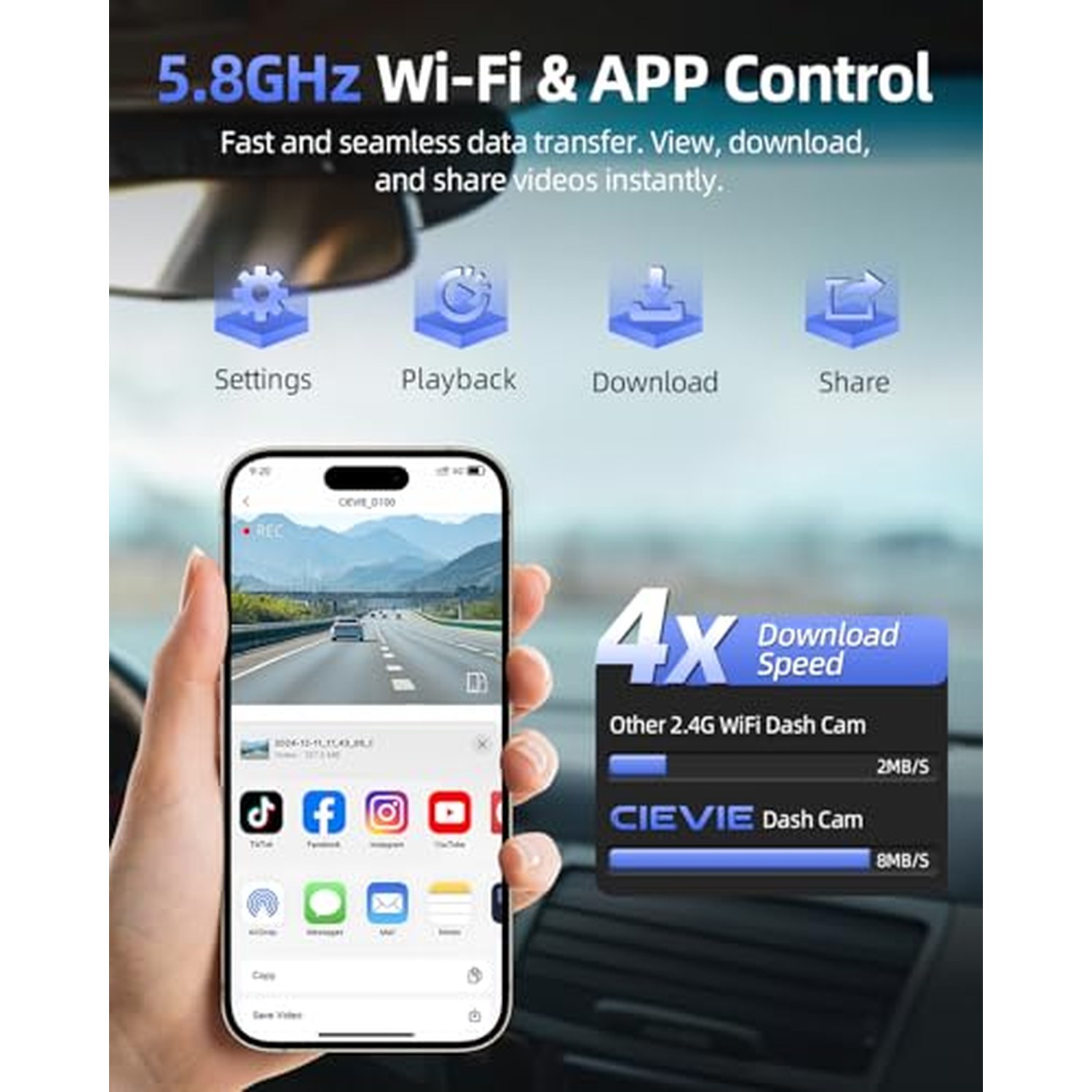 4K Dash Cam Front and Rear with 64GB Card, 1.5-Inch Display — image 5