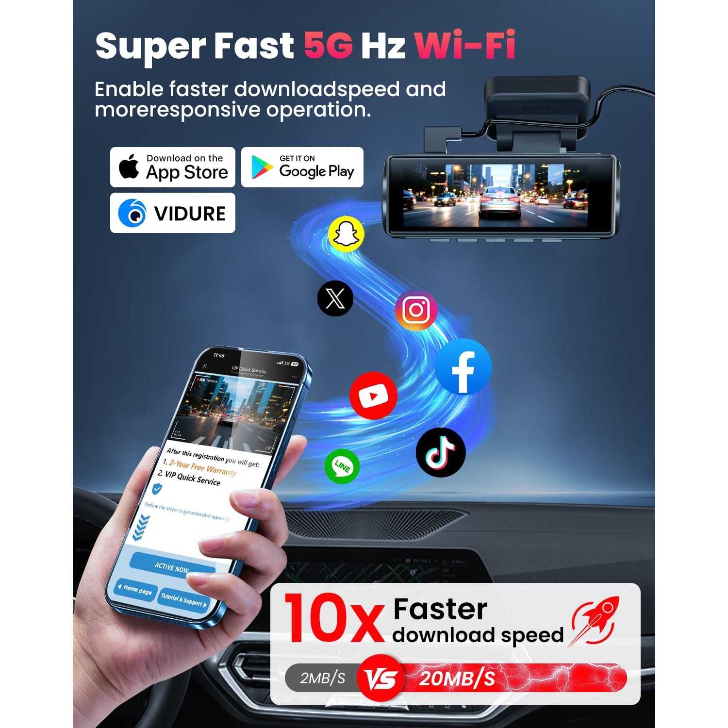 4K Dash Cam Front and Rear, 5GHz WiFi, Easy Setup — image 7