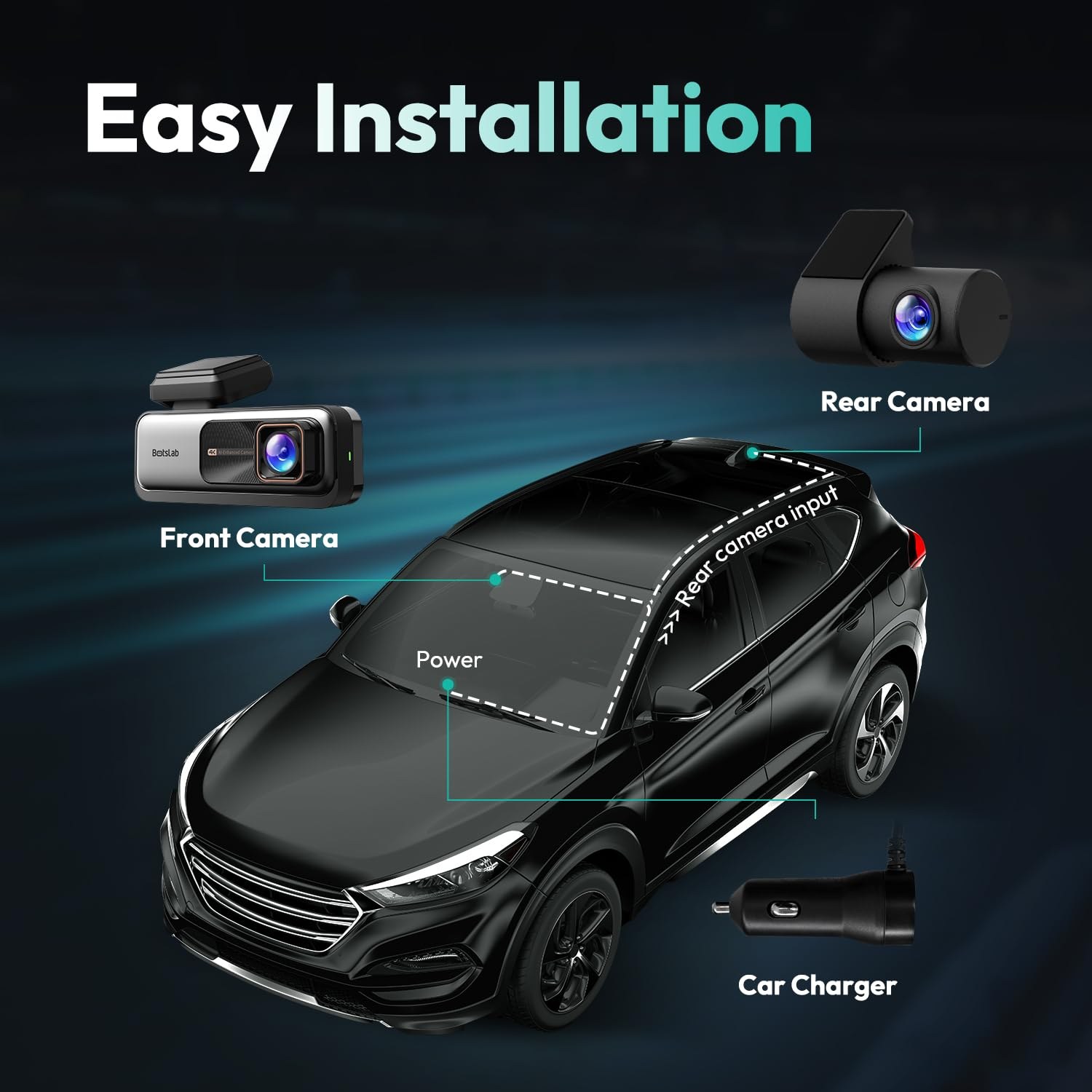 BOTSLAB 4K Dash Cam Front and Rear, 360° Rotatable Rear Camera — image 8