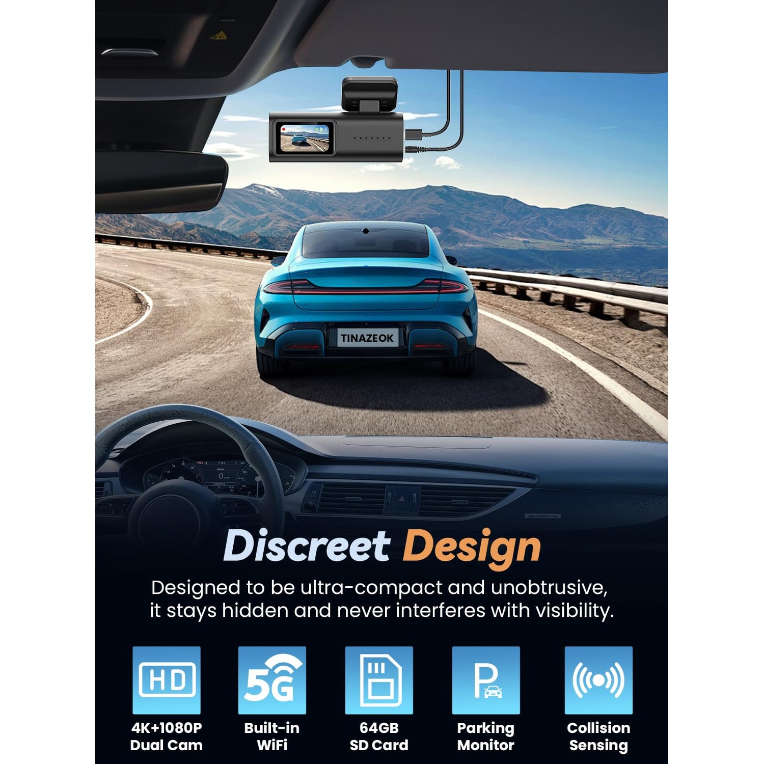 TINAZEOK C3 4K+1080P Dual Dash Cam Front and Rear — image 8