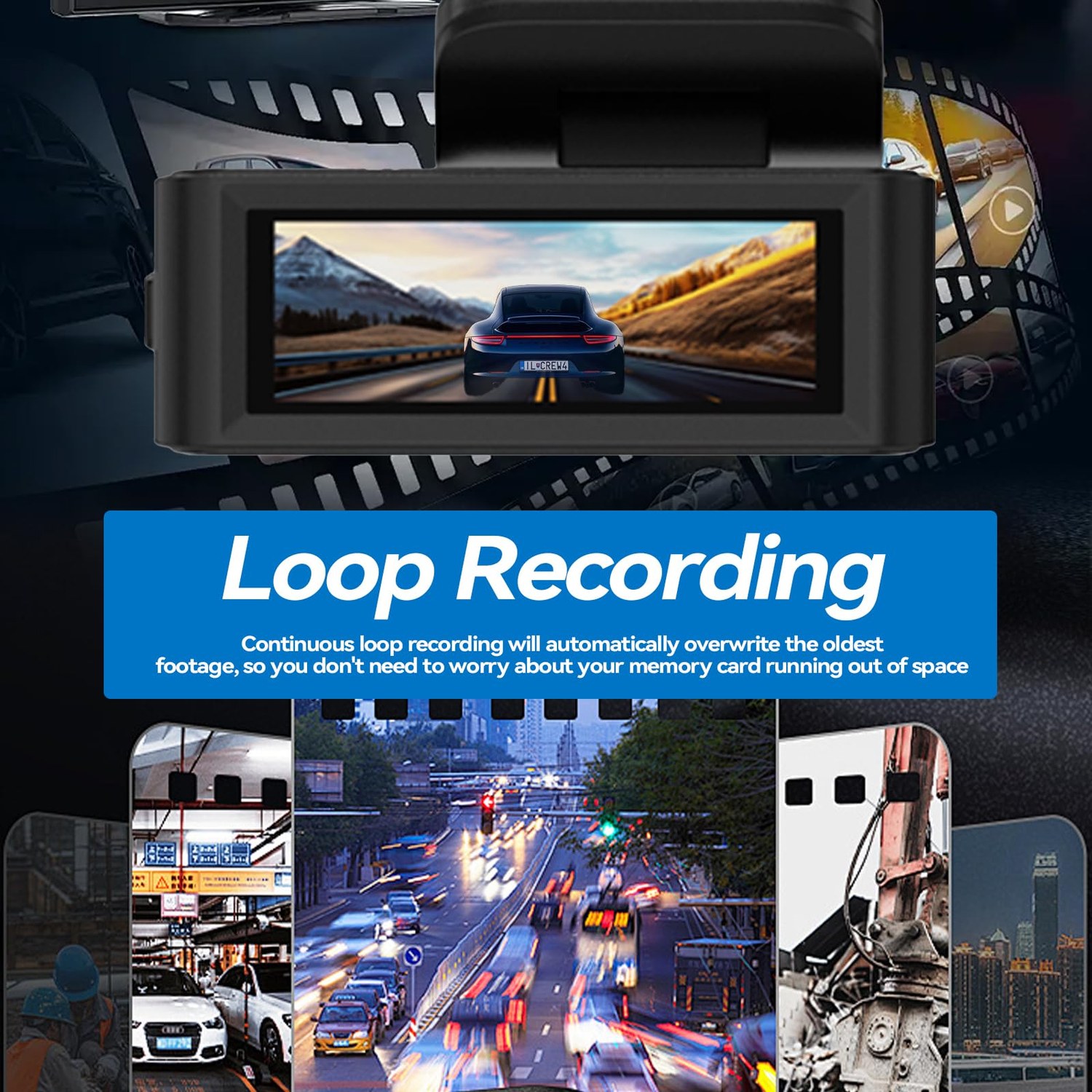 4K+1080P Dual Dash Cam Front and Rear, 3" IPS Screen — image 5