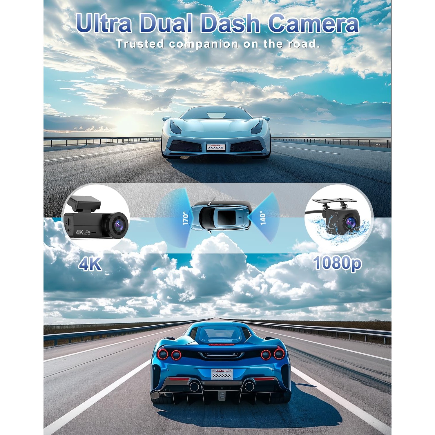 DYNACAM 4K+1080P Dash Cam Front and Rear, 64GB Card Included — image 2
