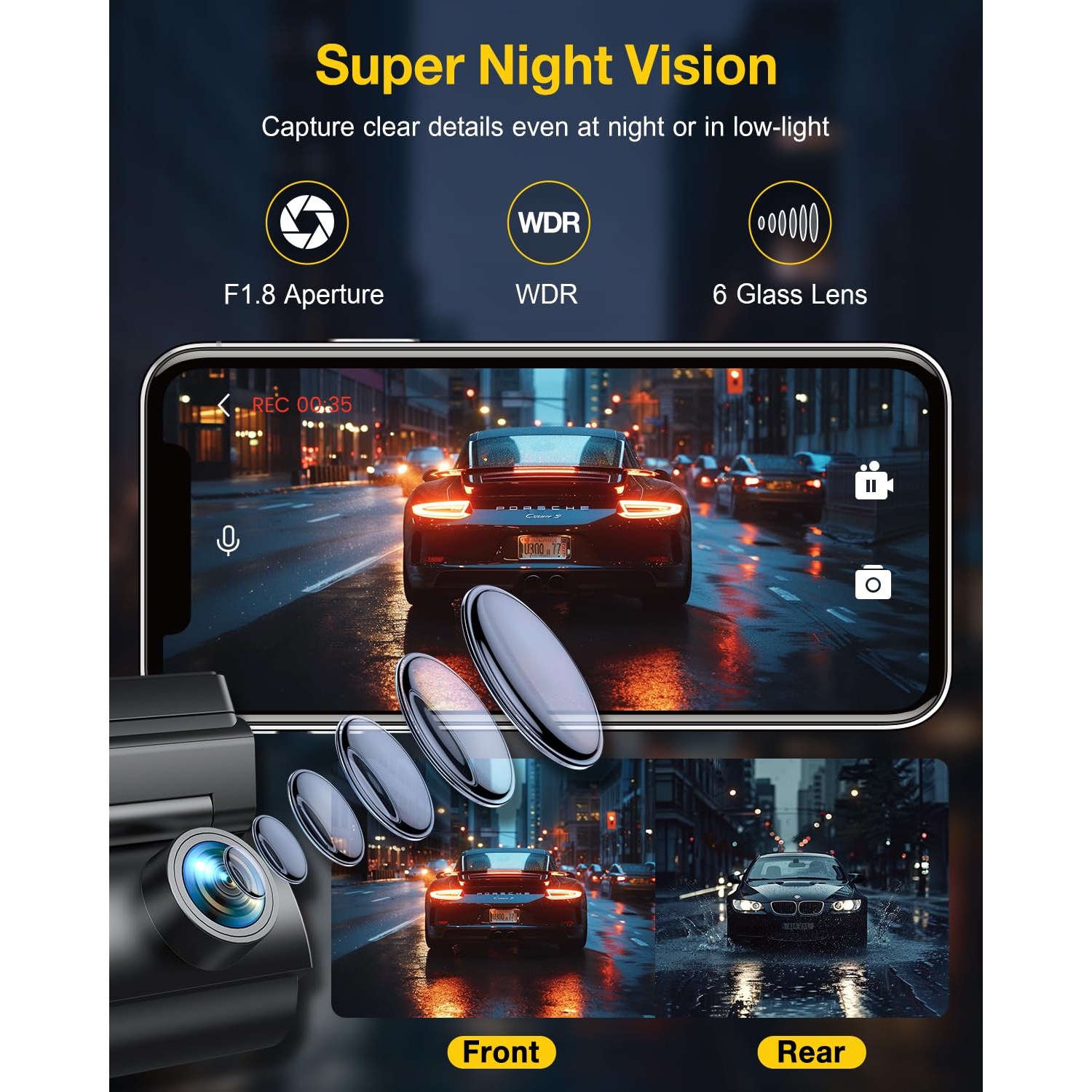 GKU 4K Dash Cam Front and Rear, 1.5" IPS Screen — image 5
