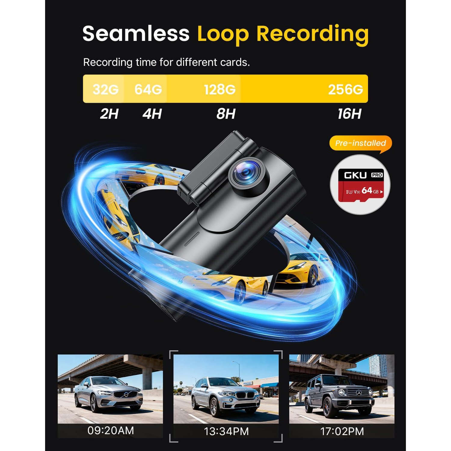 GKU 4K Dash Cam Front and Rear with 64GB Card — image 6