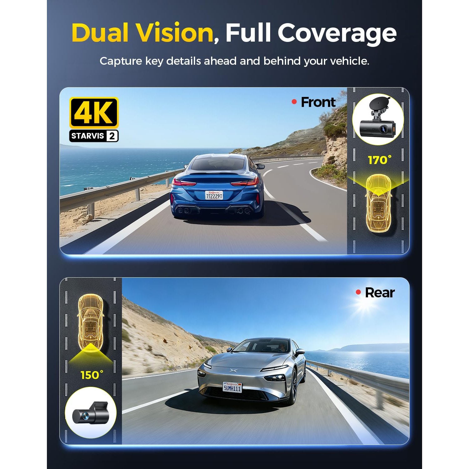 GKU 4K STARVIS 2 Dash Cam Front and Rear — image 5