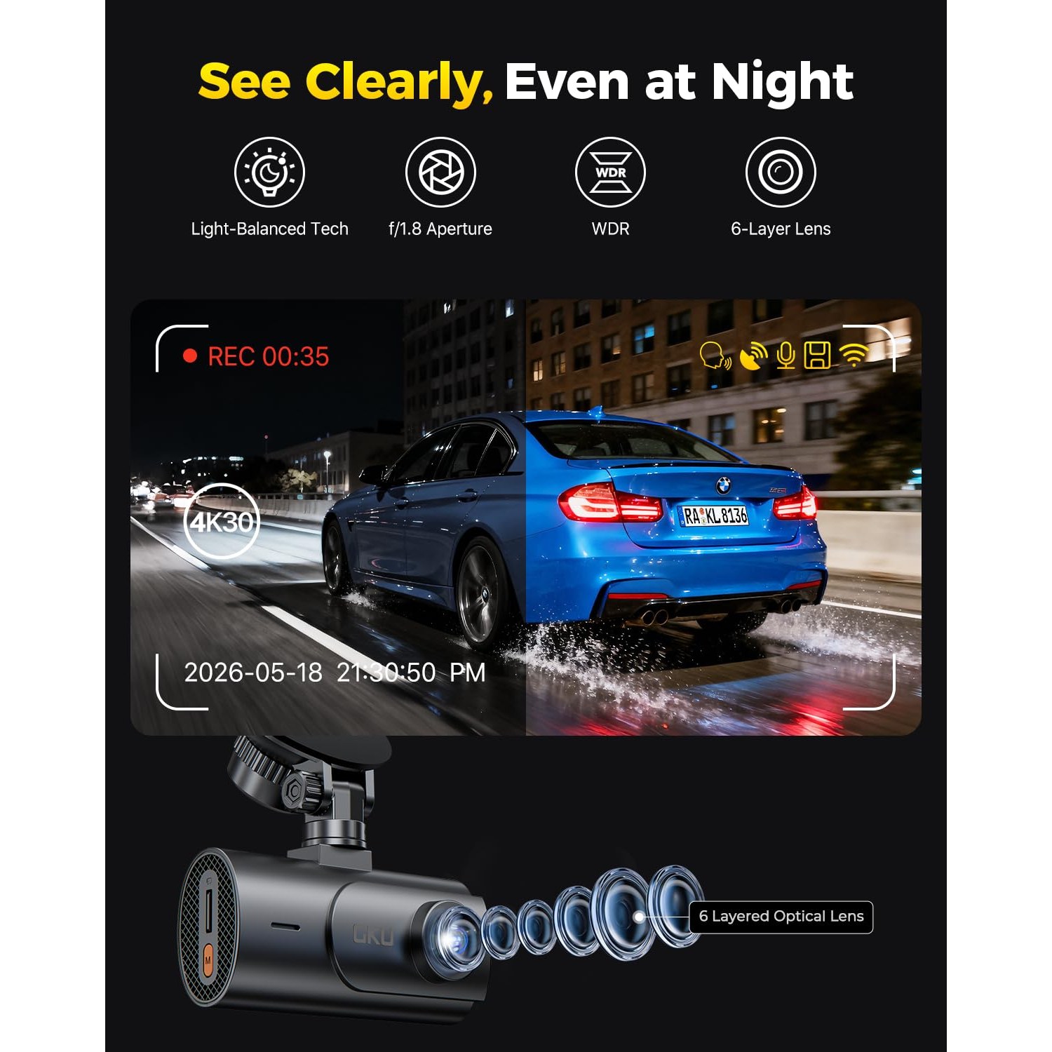 GKU 4K STARVIS 2 Dash Cam Front and Rear — image 10