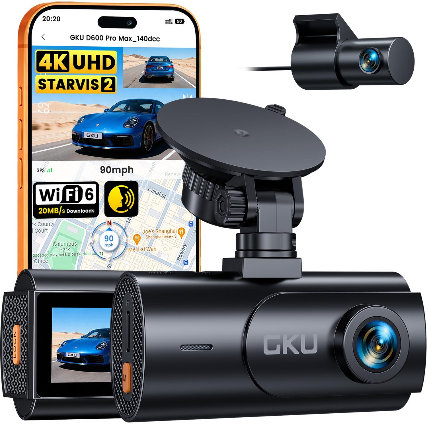 GKU 4K STARVIS 2 Dash Cam Front and Rear