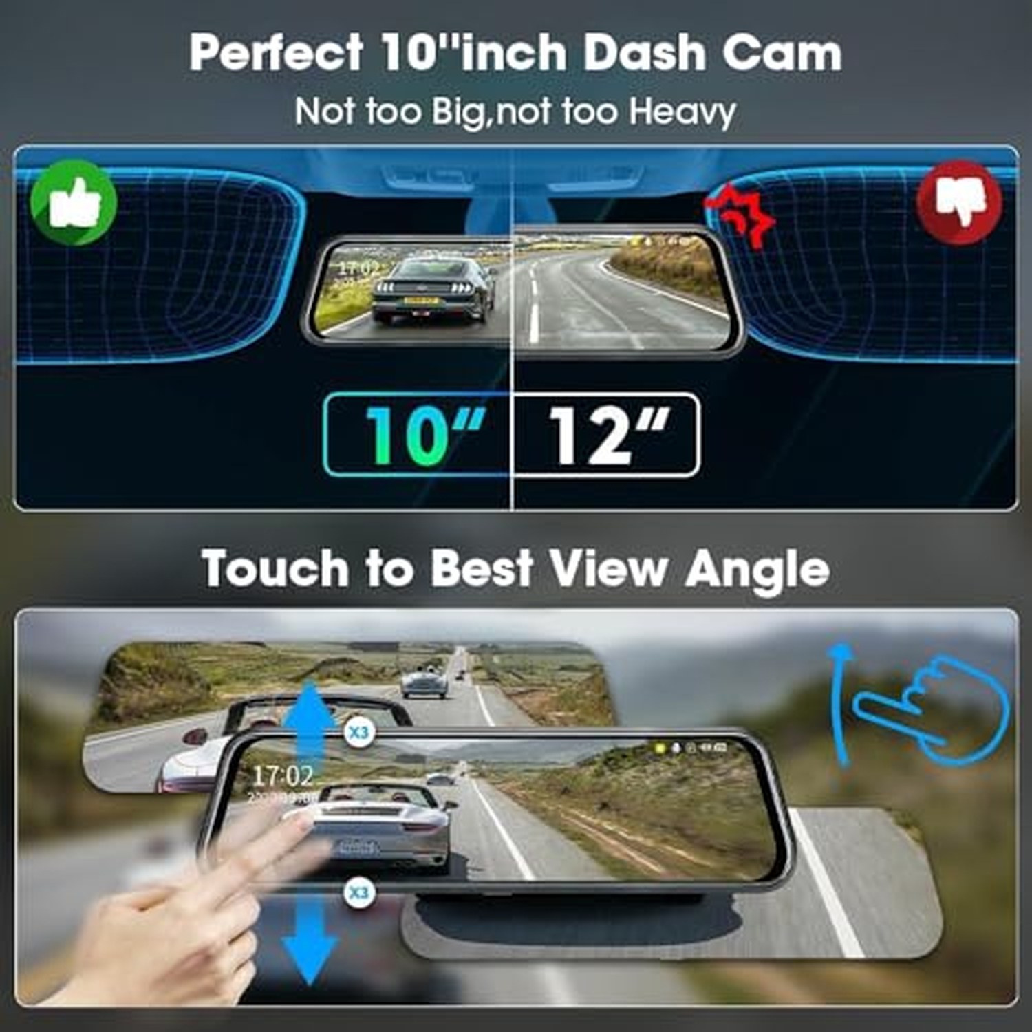 Jansite 10" Mirror Dash Cam Front and Rear View Camera — image 5