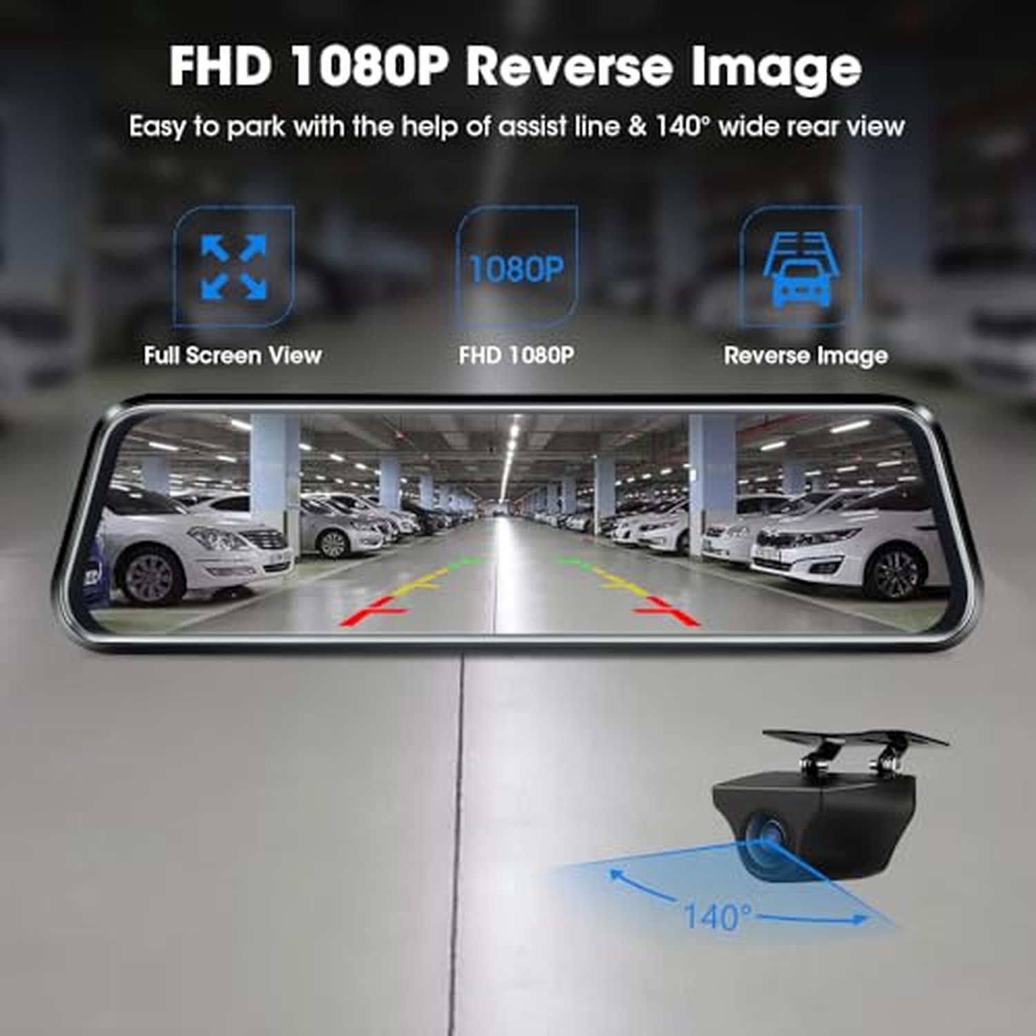 Jansite 10" Mirror Dash Cam Front and Rear View Camera — image 6