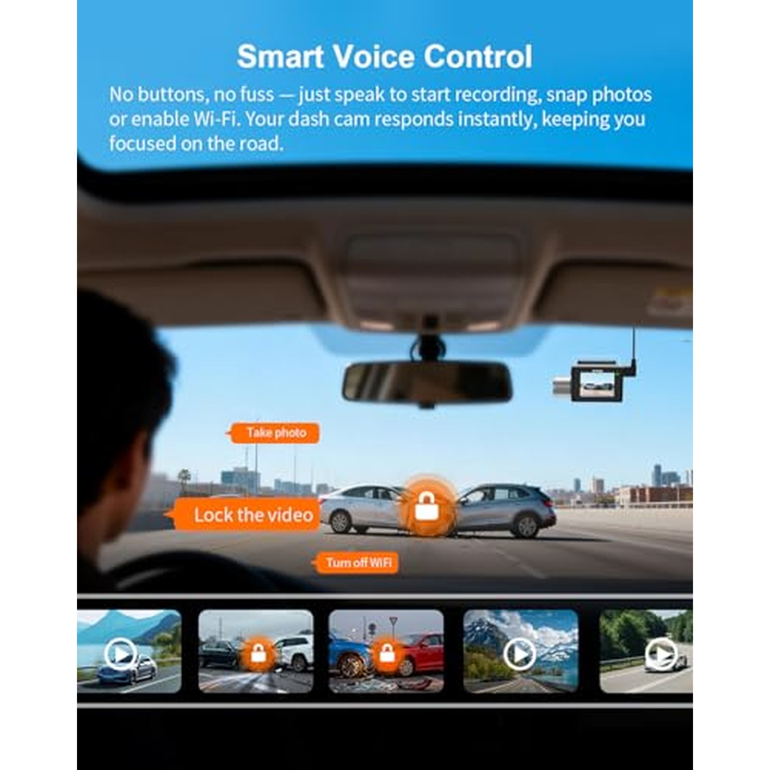 KAWA 4K Dash Cam Front and Rear, 2K HDR, Voice Control — image 4