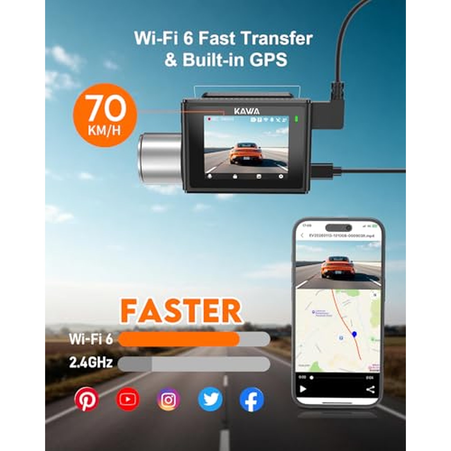 KAWA 4K Dash Cam Front and Rear, 2K HDR, Voice Control — image 5