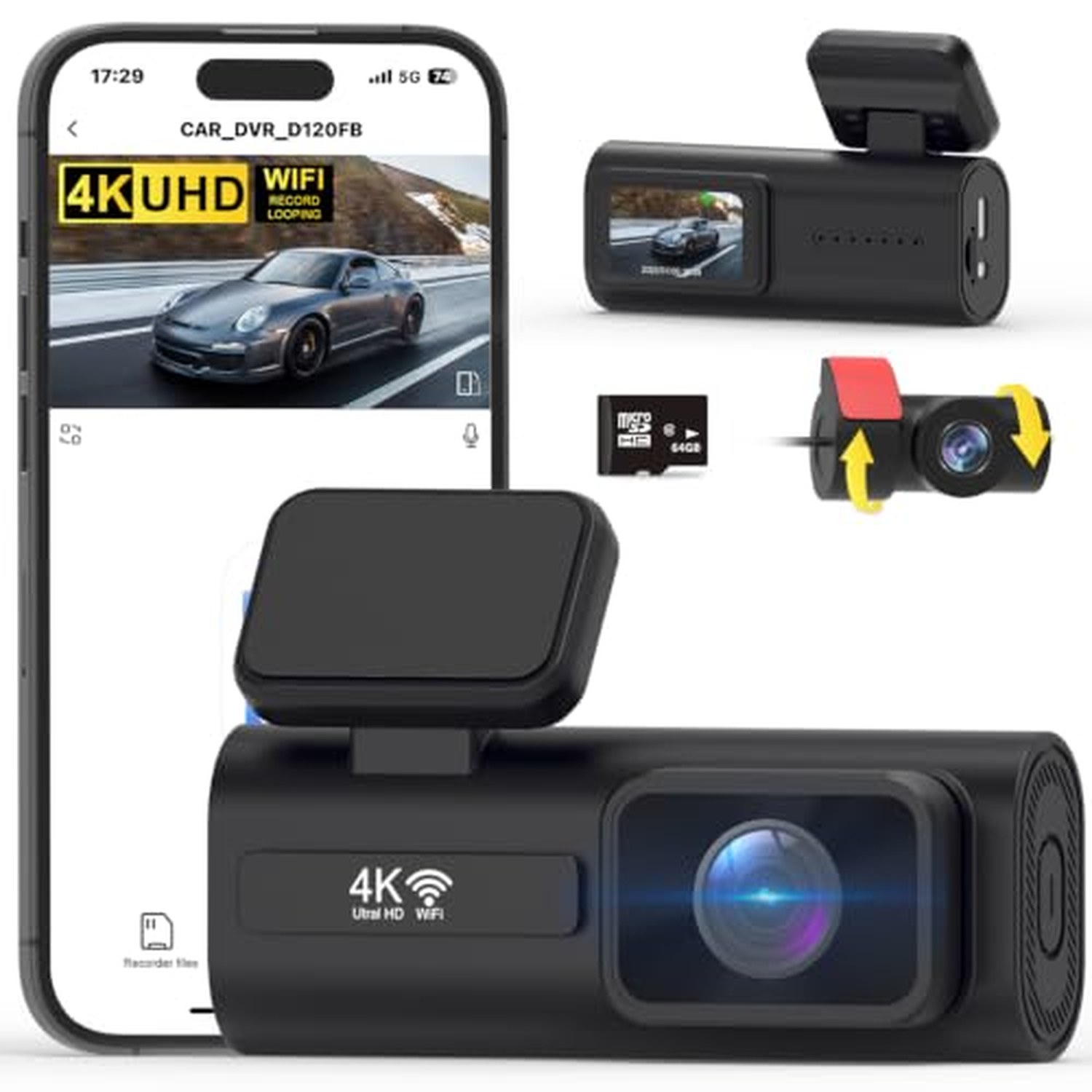 EPICFLAME Mini 4K+1080P Dash Cam Front and Rear, 1.47" IPS Screen — image 2