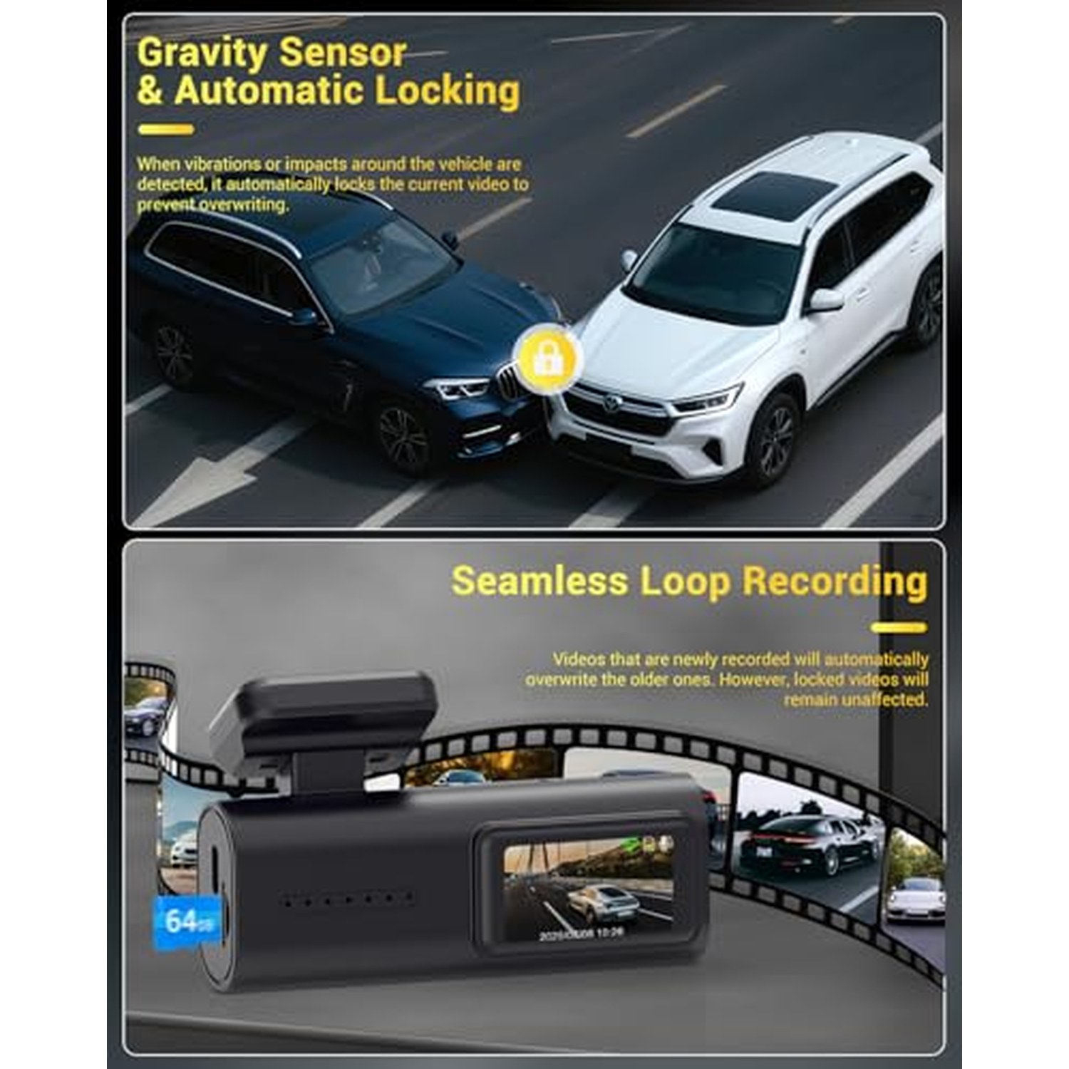 EPICFLAME Mini 4K+1080P Dash Cam Front and Rear, 1.47" IPS Screen — image 8