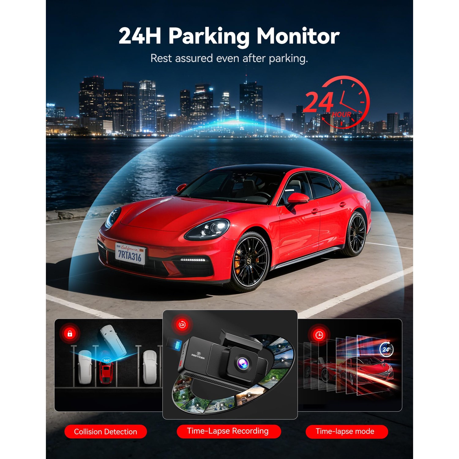 REDTIGER A3 2.5K 3-Channel Dash Cam Front, Rear and Inside — image 6