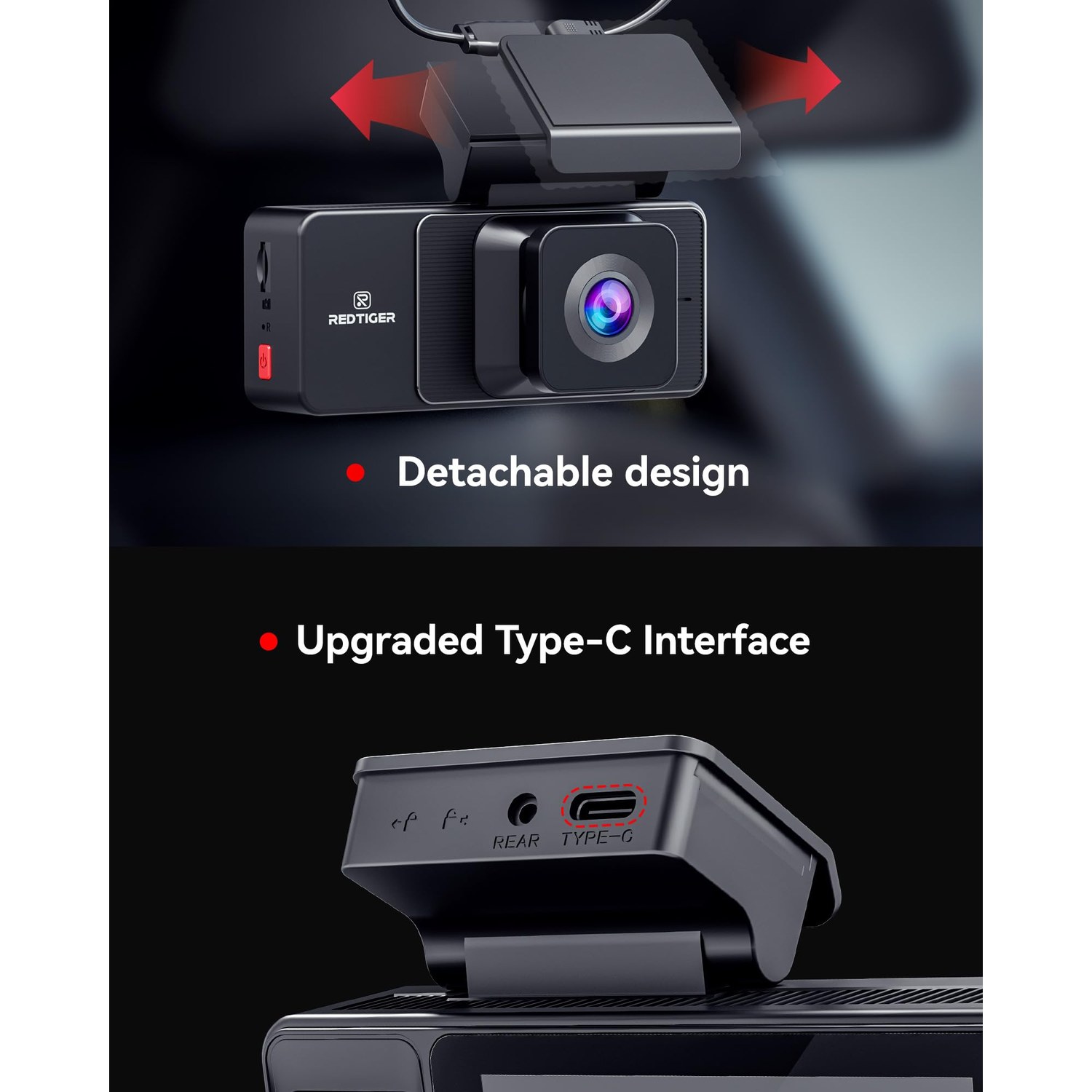 REDTIGER A3 2.5K 3-Channel Dash Cam Front, Rear and Inside — image 8