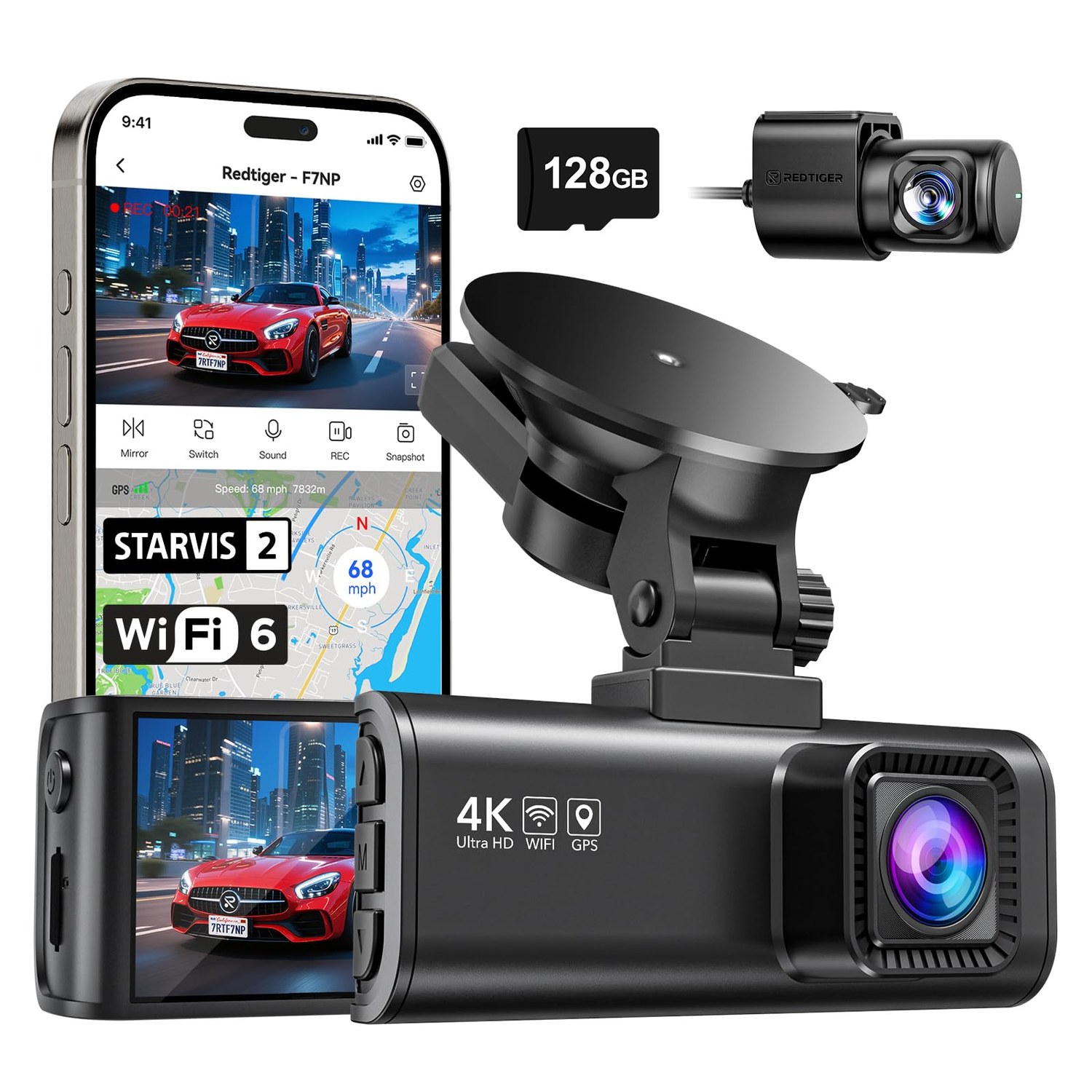 REDTIGER F7NP 4K Dash Cam Front and Rear, STARVIS 2 Ultra Night Vision