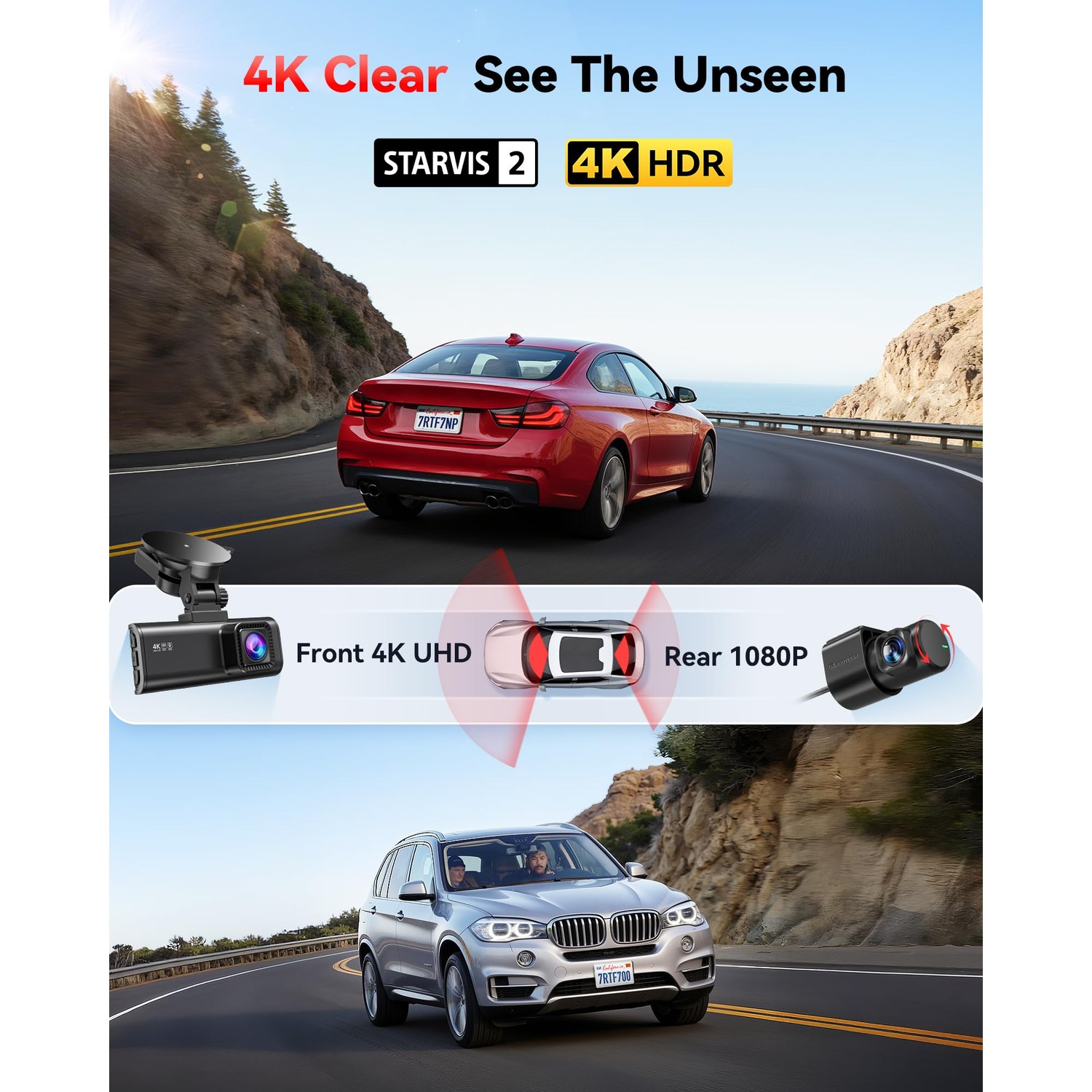 REDTIGER F7NP 4K Dash Cam Front and Rear, STARVIS 2 Ultra Night Vision — image 2