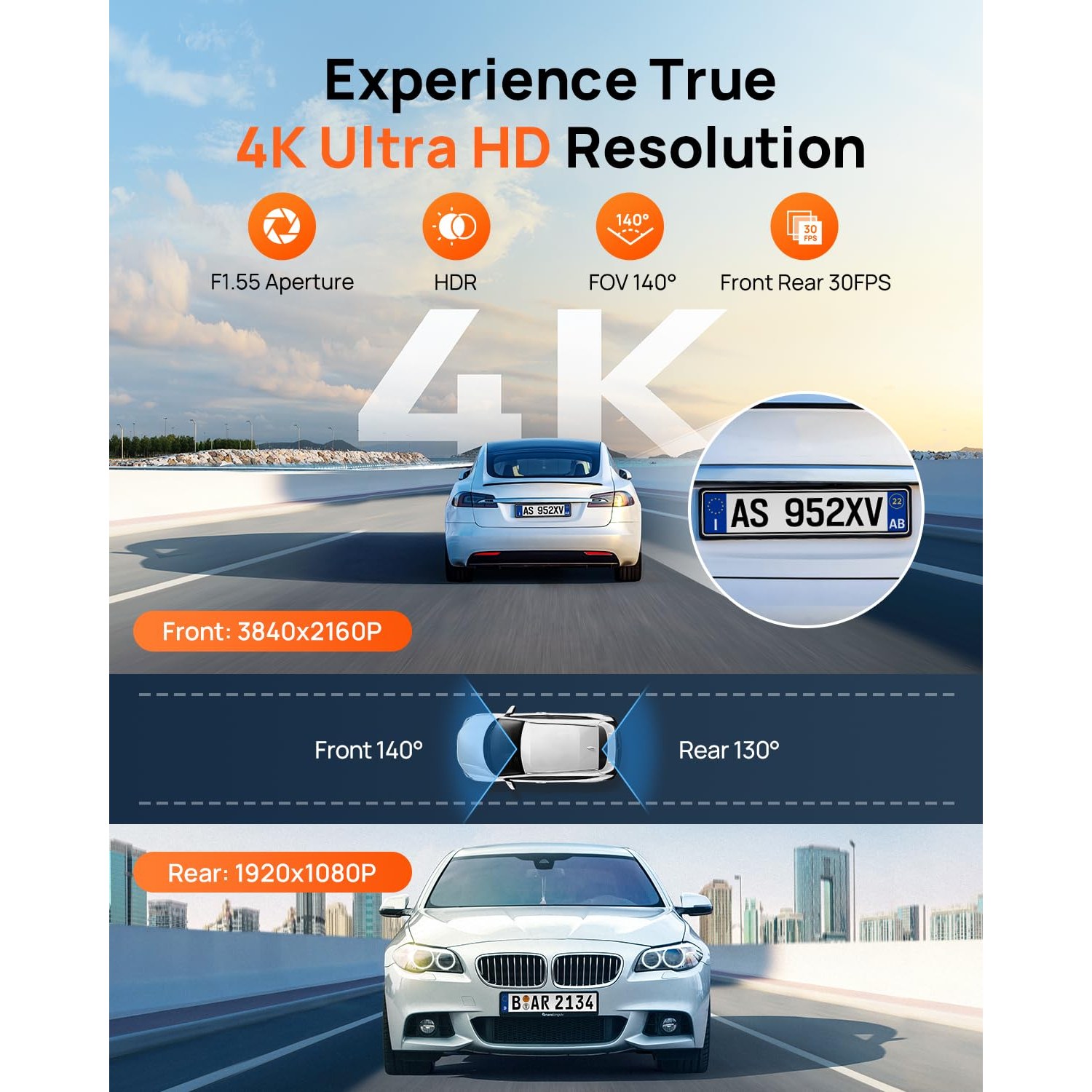 70mai A800SE Dash Cam Front and Rear 4K UHD+1080P — image 3
