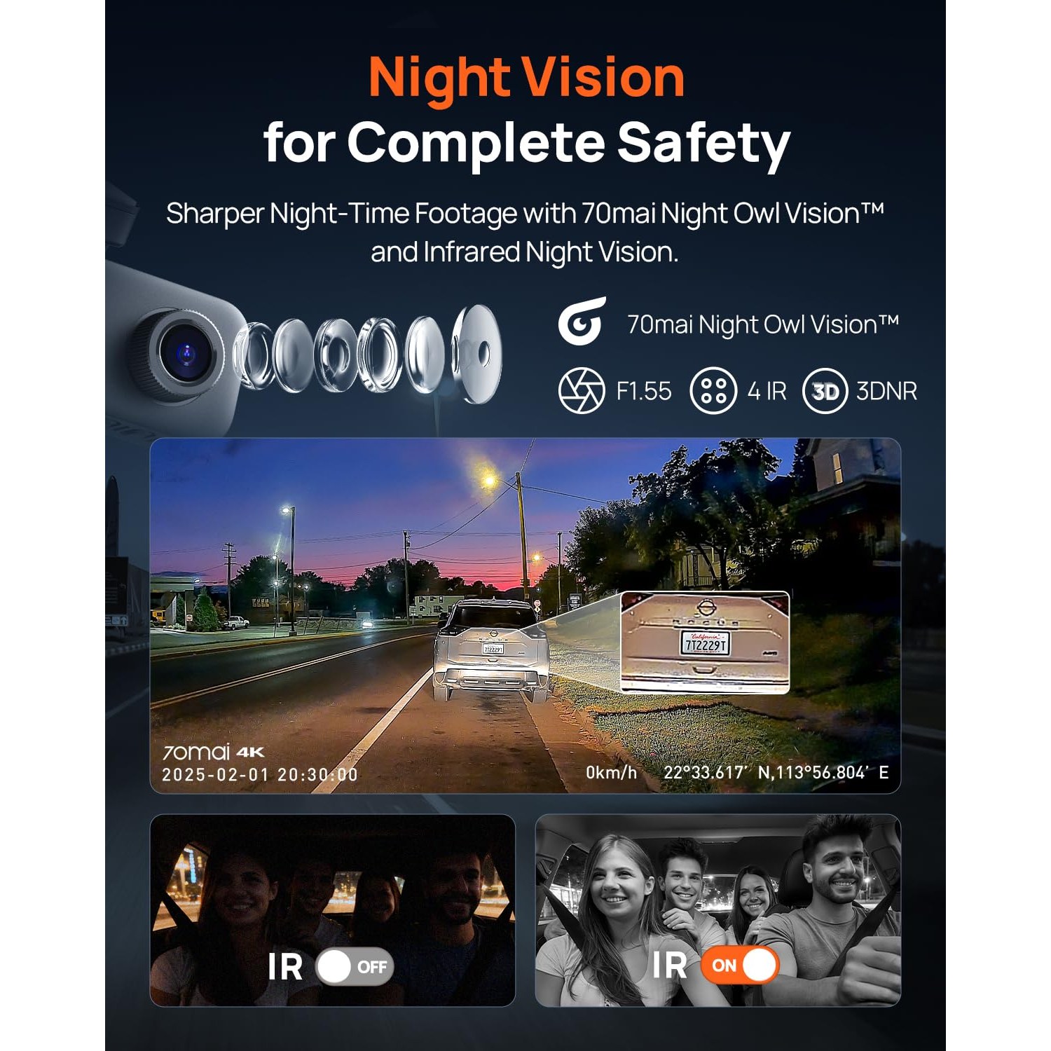 70mai T800E 4K 3-Channel Dash Cam Front, Rear and Inside — image 4