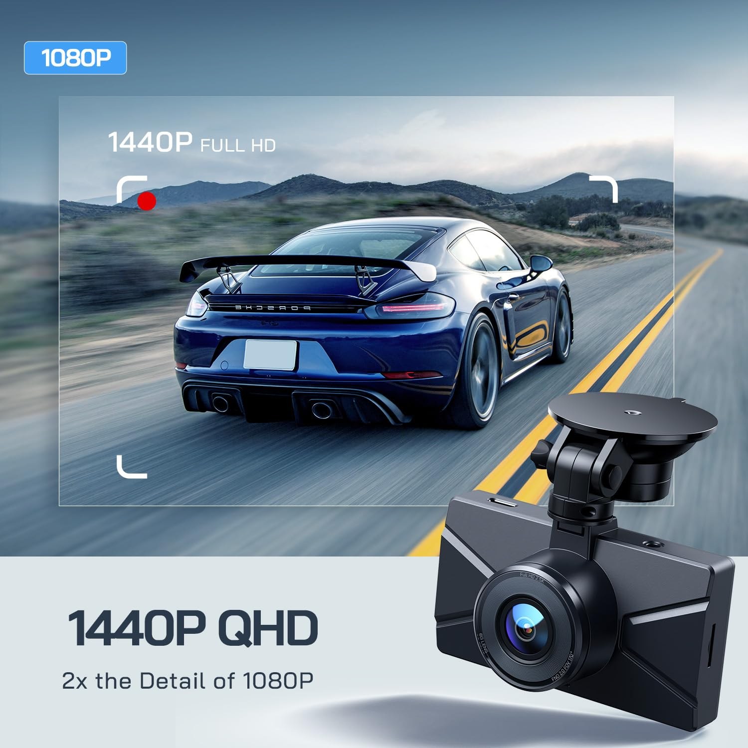 WOLFANG 2.5K Dash Cam Front and Rear, 1440P — image 3