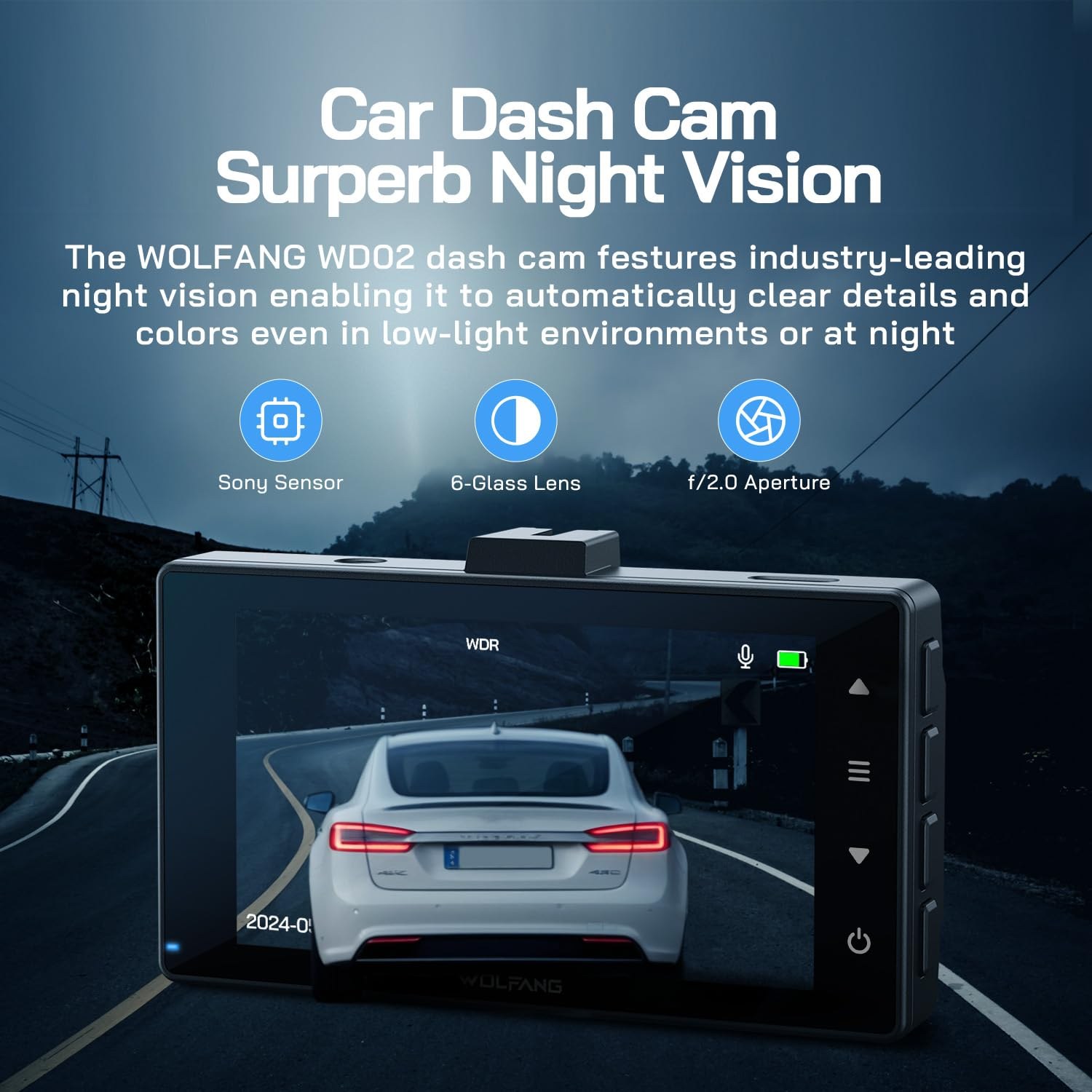 WOLFANG 2.5K Dash Cam Front and Rear, 1440P — image 4